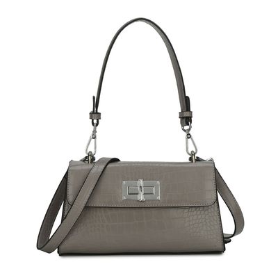 Bolsa Baguete Croco Cinza