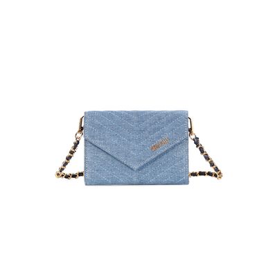 Bolsa Carteira Pequena Jeans Azul Alça Transversal