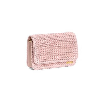 Bolsa Pequena Tramado Rosa Alça Transversal Corrente