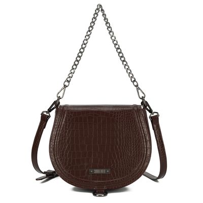 Bolsa Média Croco Corrente Marrom