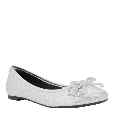 Sapatilha Tecido Metalizado Prata Laço