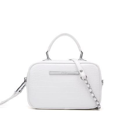 Bolsa Pequena Crocro Alto Brilho Branco