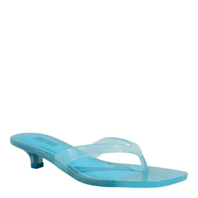 Mule Thong Borracha Azul Salto Baixo