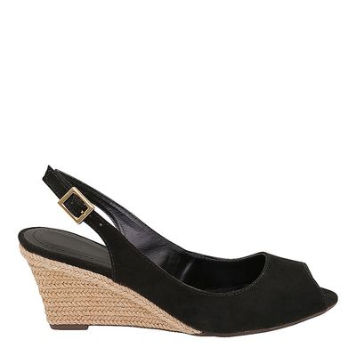 Peep Toe Acamurçada Preta
