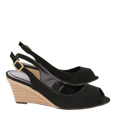 Peep Toe Acamurçada Preta