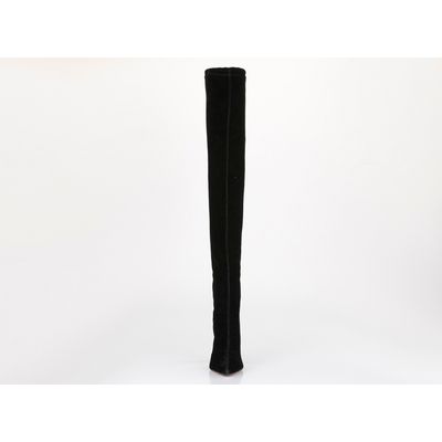 Bota Over The Knee Preta Veludo Strech