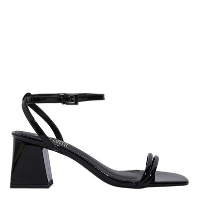 Sandália Verniz Preto Bico Quadrado