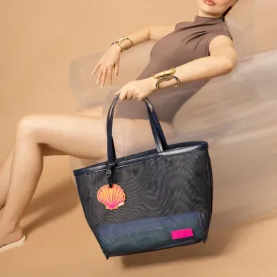 Bolsa Shopper Tela Alça De Ombro Azul