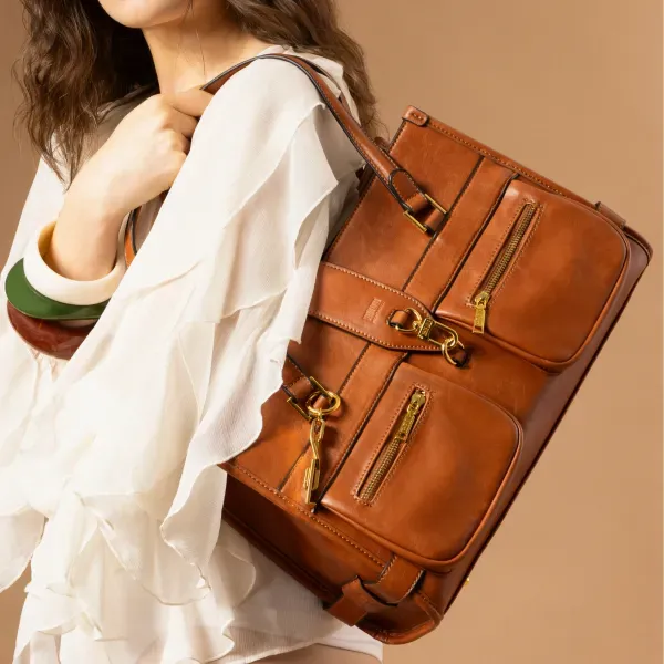 Bolsa Grande Rustica Alça De Ombro Caramelo