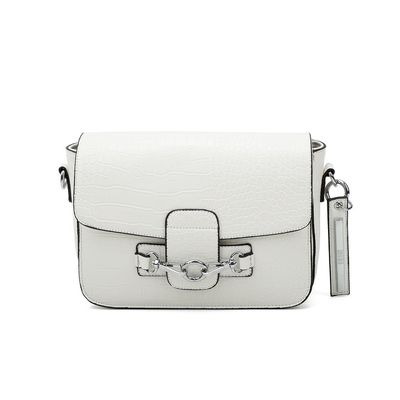 Bolsa Média Croco Alto Brilho Branca
