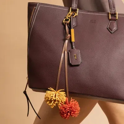 Chaveiro Pompons Soft Laranja E Amarelo