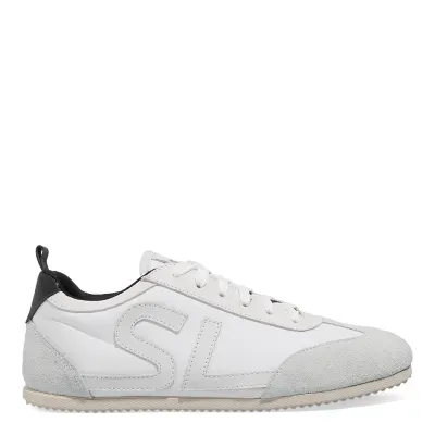 Tênis Jogging Couro Camurça Branco E Cinza