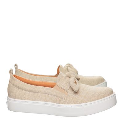 Tênis Slip On Infantil Bege Linho