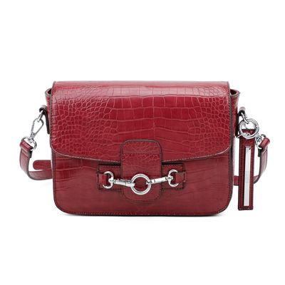 Bolsa Média Croco Alto Brilho Vinho
