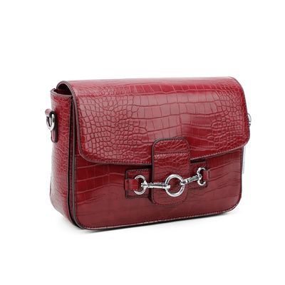 Bolsa Média Croco Alto Brilho Vinho