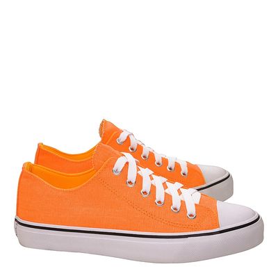 Tênis Cano Baixo Tecido Laranja Neon