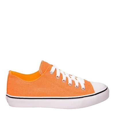 Tênis Cano Baixo Tecido Laranja Neon