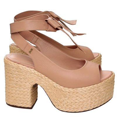 Peep Toe Plataforma Confort Bege
