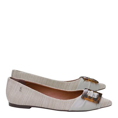 Sapatilha Sl Linho Nude Fivela Acrílico Transparente