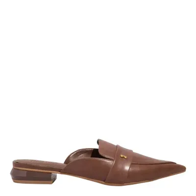 Mocassim Mule Napa Madri Bico Fino Marrom Siberia