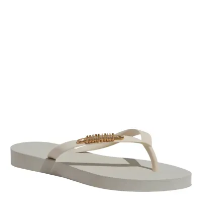Chinelo Borracha Bico Fino Off White