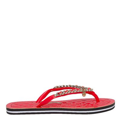 Flip Flop Corrente Dourada Laranja