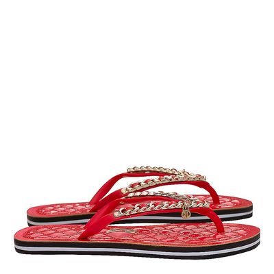 Flip Flop Corrente Dourada Laranja