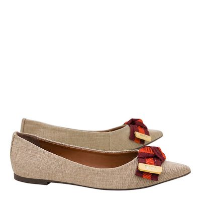 Sapatilha Sl Linho Nude Cinto M&V