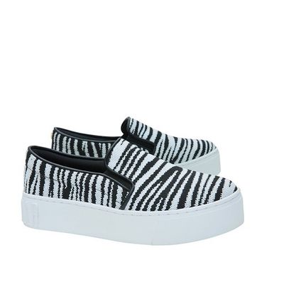 Tênis slip on knit zebra preto e branco infantil