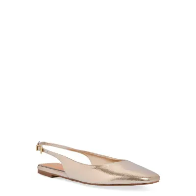 Sapatilha Slingback Metalizada Bico Quadrado Dourada