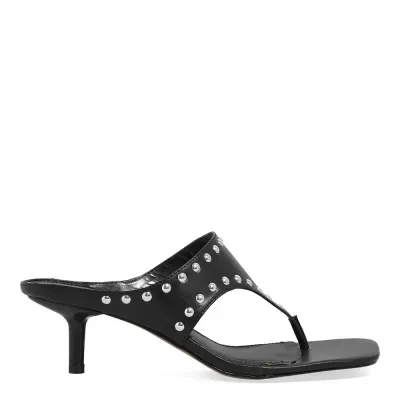 Mule Couro Nobre Preto Salto Fino