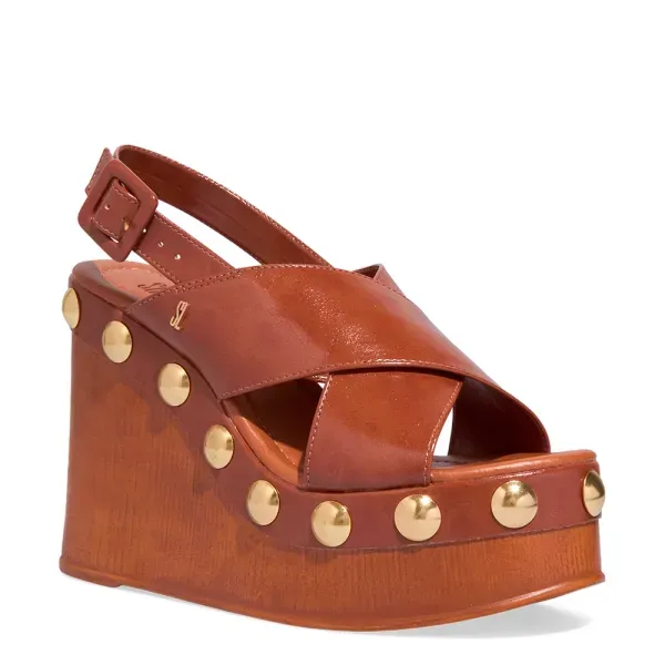 Espadrille Plataforma Napa Marrom Tachas