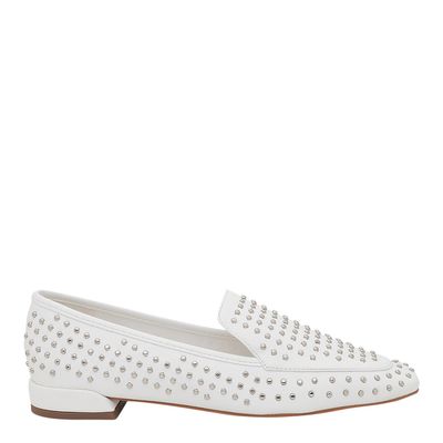 Mocassim Couro Pelica Soft Tachas Branco