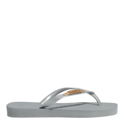 Chinelo Borracha Bico Quadrado Cinza Claro