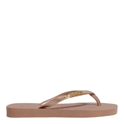 Chinelo Borracha Bico Quadrado Bronze