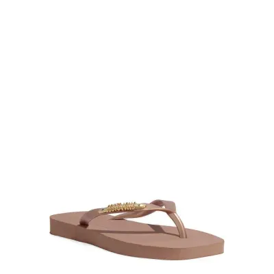 Chinelo Borracha Bico Quadrado Bronze