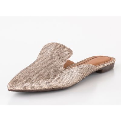 Mule Bico Fino Glitter Dourado