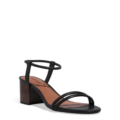 Sandália Ecower Preto Salto Bloco Fachete