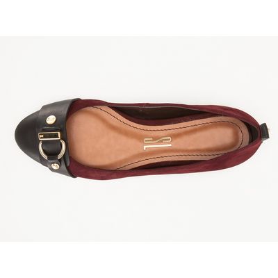 Sapatilha Nobuck Fivela Preto e Vinho