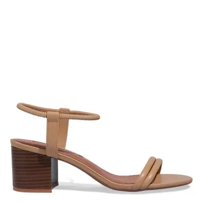 Sandália Ecower Caramelo Salto Bloco Fachete