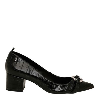 Scarpin Croco Argola Preto