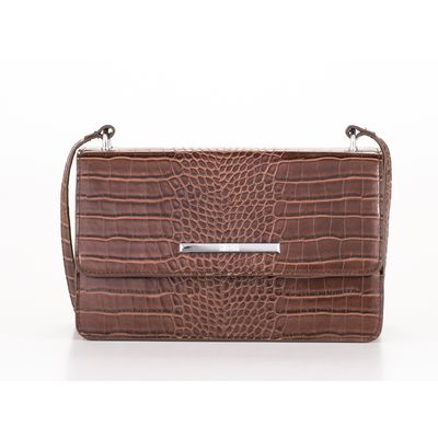 Bolsa Croco Média Retangular Marrom