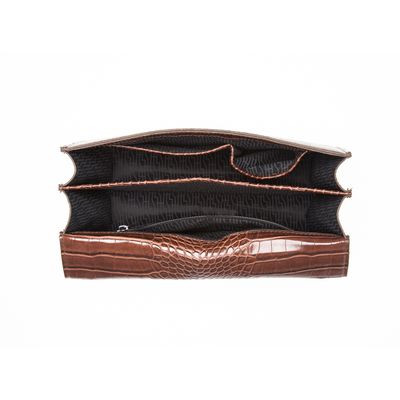 Bolsa Croco Média Retangular Marrom
