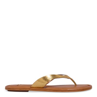 Rasteira Thong Cobra Dourada Metalizada
