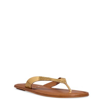 Rasteira Thong Cobra Dourada Metalizada