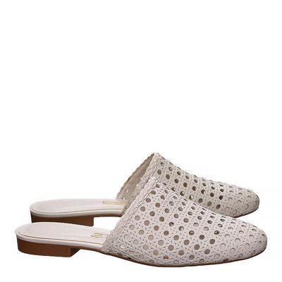 Mule Couro Trançado Off White