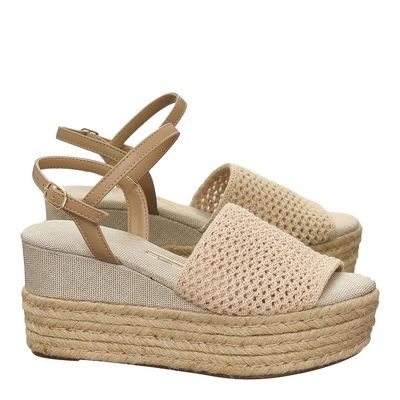 Espadrille Crochê Plataforma Bege