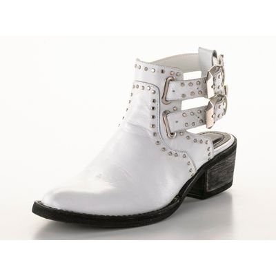 Bota Couro Salto Baixo Branco