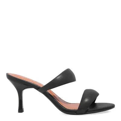 Mule Couro Nobre Preto Salto Fino