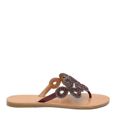 Rasteira Napa Like Strass Vinho